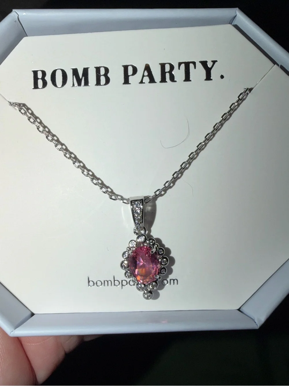 Bomb Party RETRO Necklace-Seek The Best Pink Tourmaline on Rhodium RBP3400